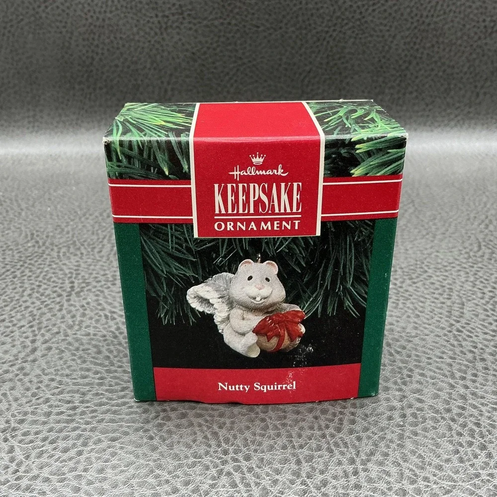 Hallmark Keepsake Nutty Squirrel Gray Small Resin Christmas Ornament W Box